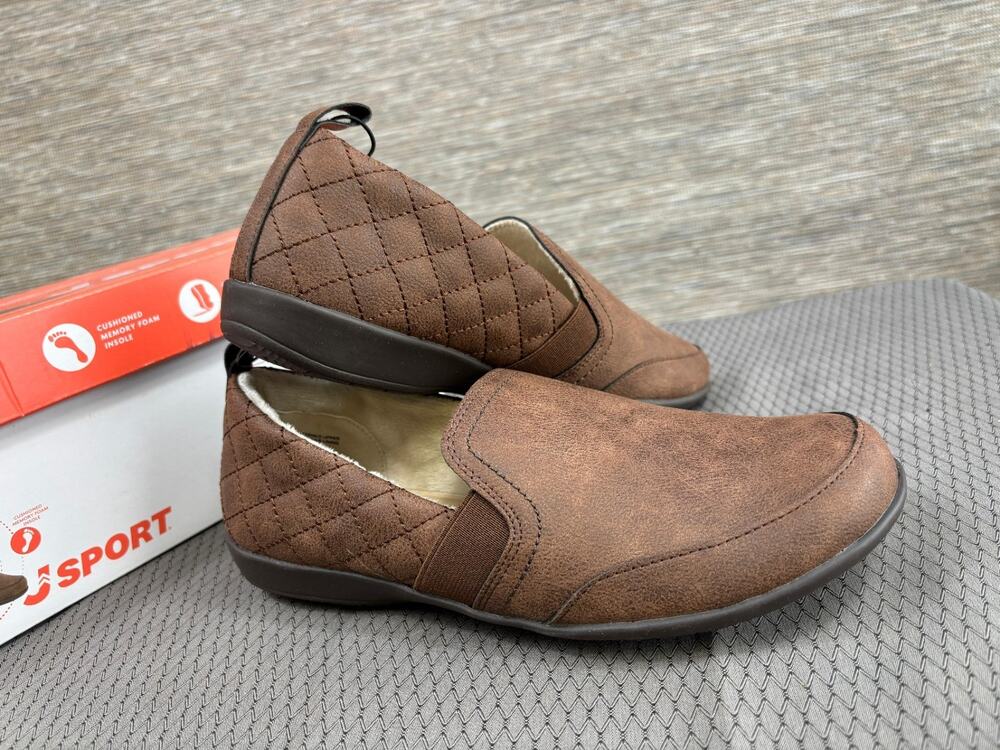 J Sport Lisa Casual Slip On Memory Foam Shoes Womens Size 7 Brown S5LSA34 NEW